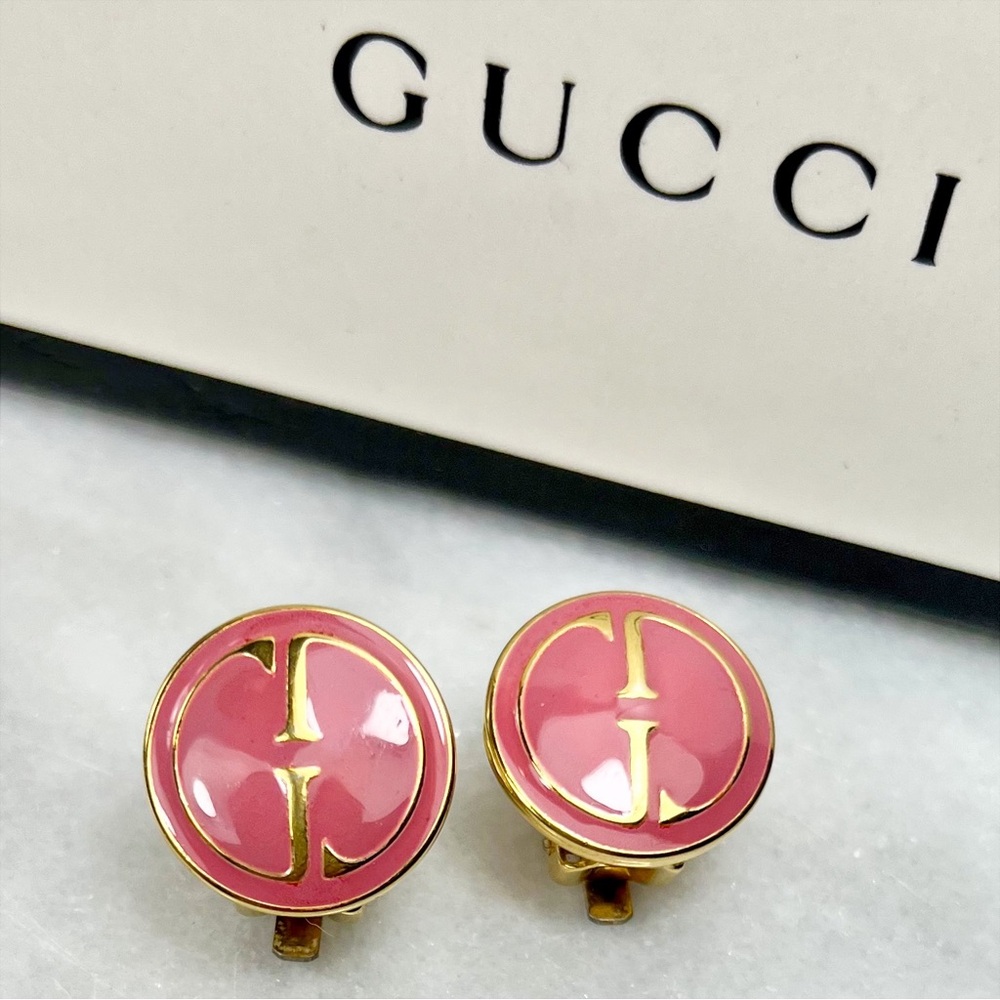Gucci Marmont Ultra Rare Pink Gold Plated Clip-On Earrings - Picture 4 of 13